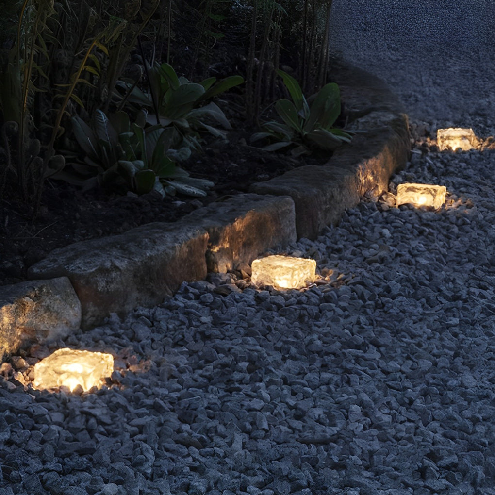Solar Powered Ice Brick Lights Waterproof Outdoor Decorative Landscape Lighting for Pathway Garden Step