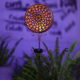 Solar Powered Iron Hollow Flower Projection Path Lights Waterproof Outdoor Decorative Garden Stake