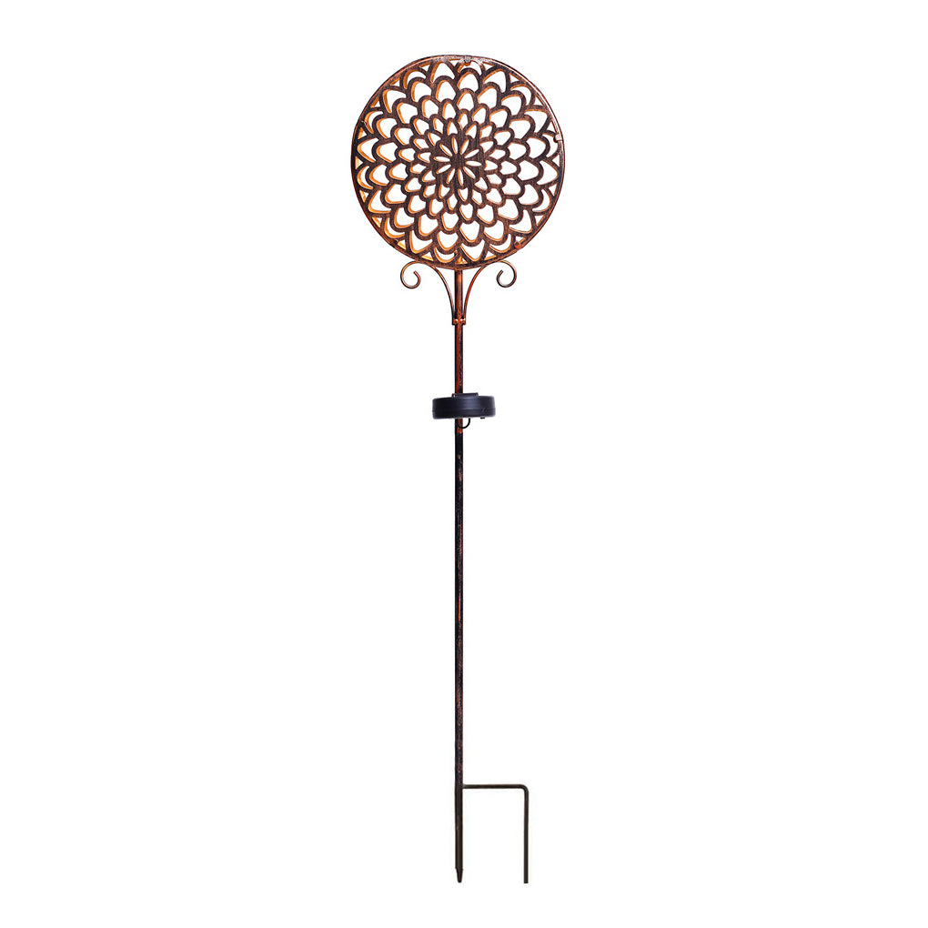 Solar Powered Iron Hollow Flower Projection Path Lights Waterproof Outdoor Decorative Garden Stake