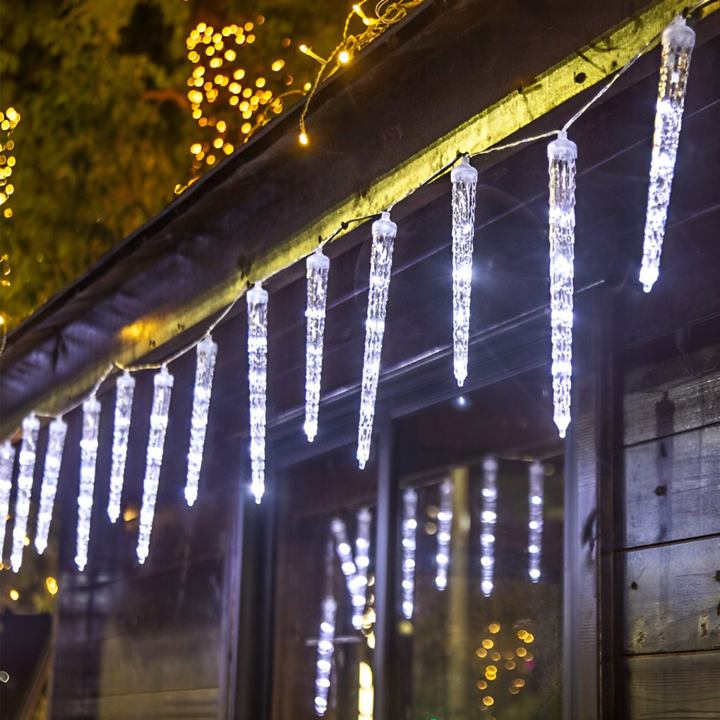 Solar Powered LED Icicle Fairy String Lights Waterproof Outdoor Garden Decor