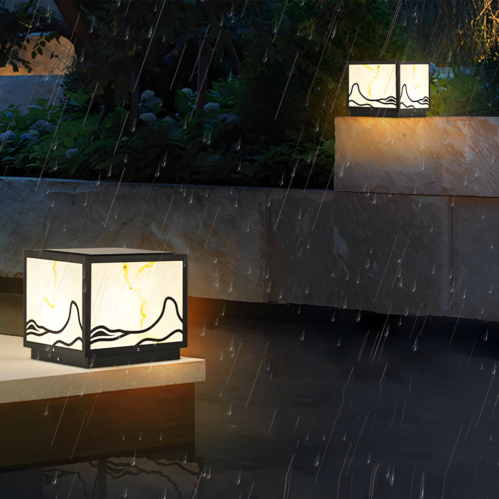 Solar Powered LED Mountain Design Post Cap Lights for Outdoor Yard Fence and Landscape Path