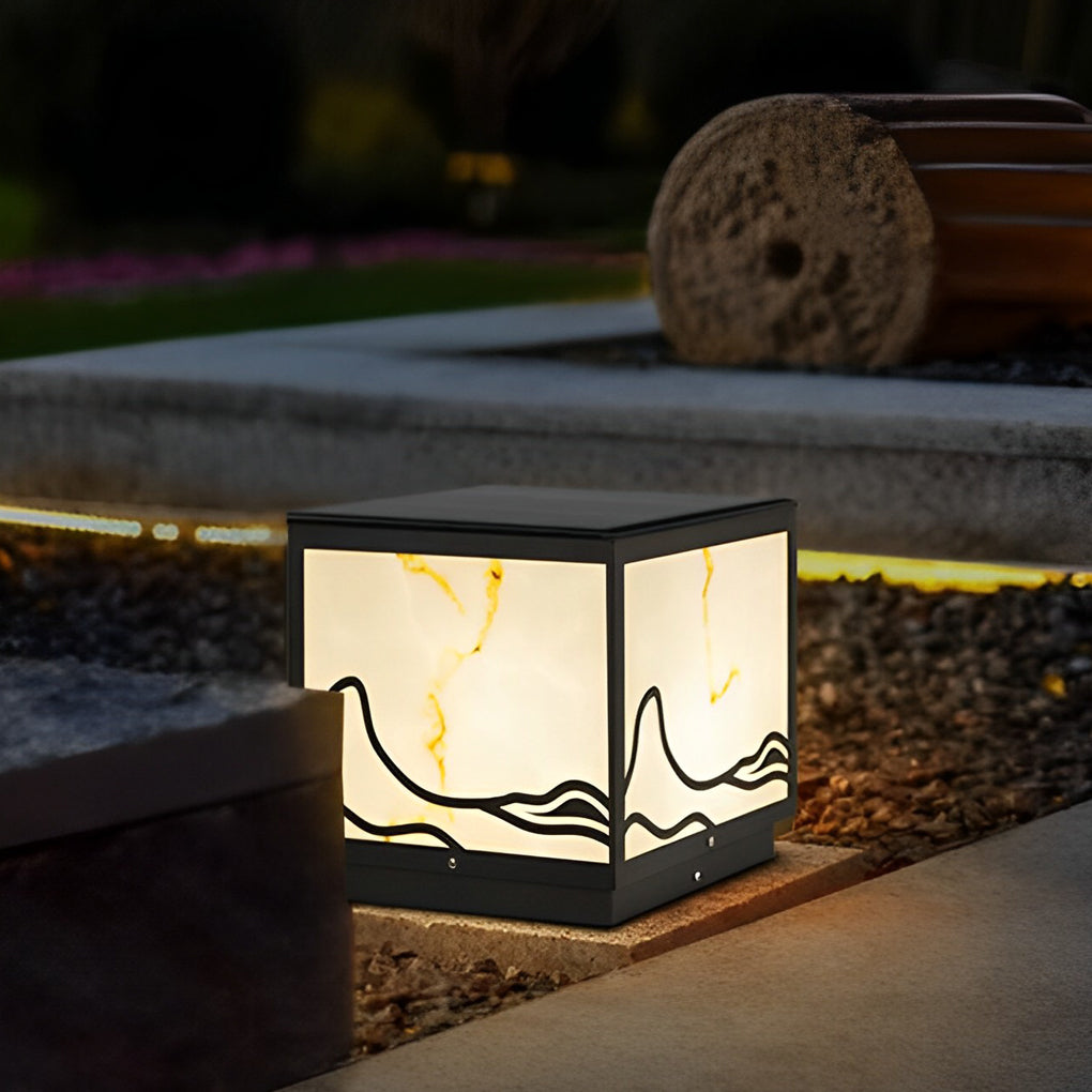 Solar Powered LED Mountain Design Post Cap Lights for Outdoor Yard Fence and Landscape Path