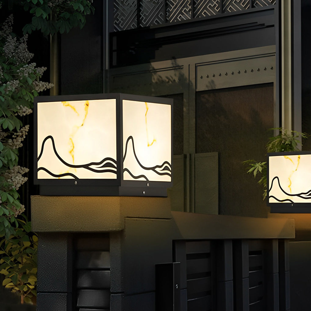 Solar Powered LED Mountain Design Post Cap Lights for Outdoor Yard Fence and Landscape Path