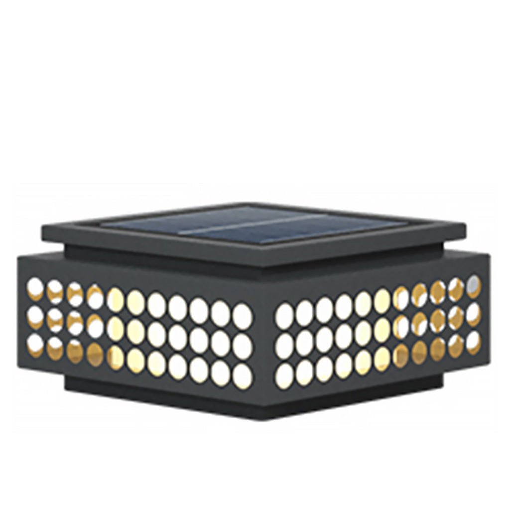 Solar Powered LED Outdoor Garden Post Light with Hollow Pattern for Villa Path and Landscape Lighting