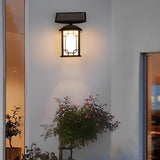 Solar Powered LED Outdoor Wall Sconce Dimmable with Remote Waterproof Black Porch Light