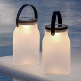 Solar Powered LED Portable Outdoor Lawn Light with Waterproof Glass Jar and Teak Wood Base