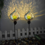 Solar Powered Moon and Flame Garden Stakes with Cracked Glass LED Projection Lighting