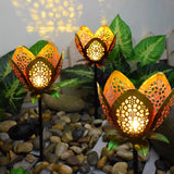 Solar Powered Moon and Flame Garden Stakes with Cracked Glass LED Projection Lighting