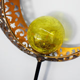 Solar Powered Moon and Flame Garden Stakes with Cracked Glass LED Projection Lighting