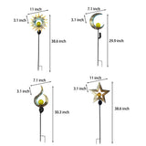 Solar Powered Moon and Flame Garden Stakes with Cracked Glass LED Projection Lighting