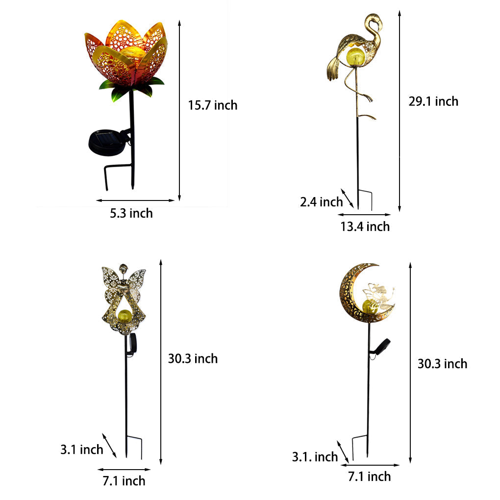 Solar Powered Moon and Flame Garden Stakes with Cracked Glass LED Projection Lighting