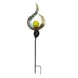 Solar Powered Moon and Flame Garden Stakes with Cracked Glass LED Projection Lighting
