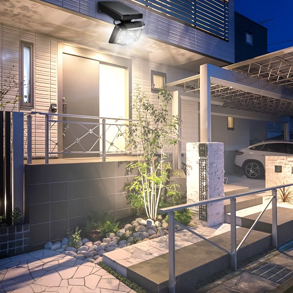 Solar Powered Motion Sensor Outdoor Wall Light with Adjustable LED Spotlight and IP65 Waterproofing