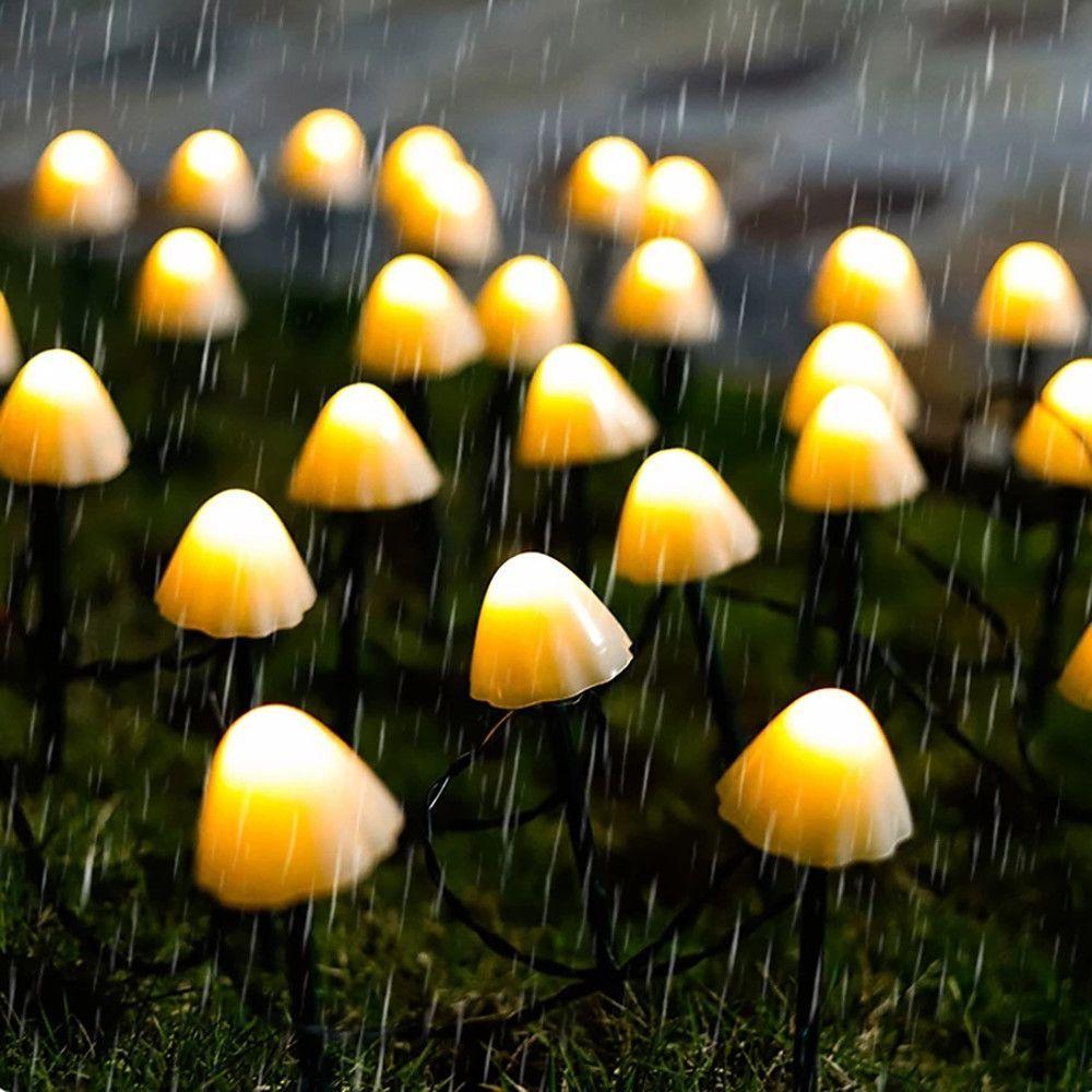 Solar Powered Mushroom Outdoor LED String Lights Waterproof Garden Path Decor 16.4 Feet