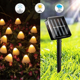 Solar Powered Mushroom Outdoor LED String Lights Waterproof Garden Path Decor 16.4 Feet