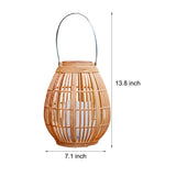 Solar Powered Outdoor Lantern Waterproof Bamboo Style LED Candle Light for Garden Patio Yard