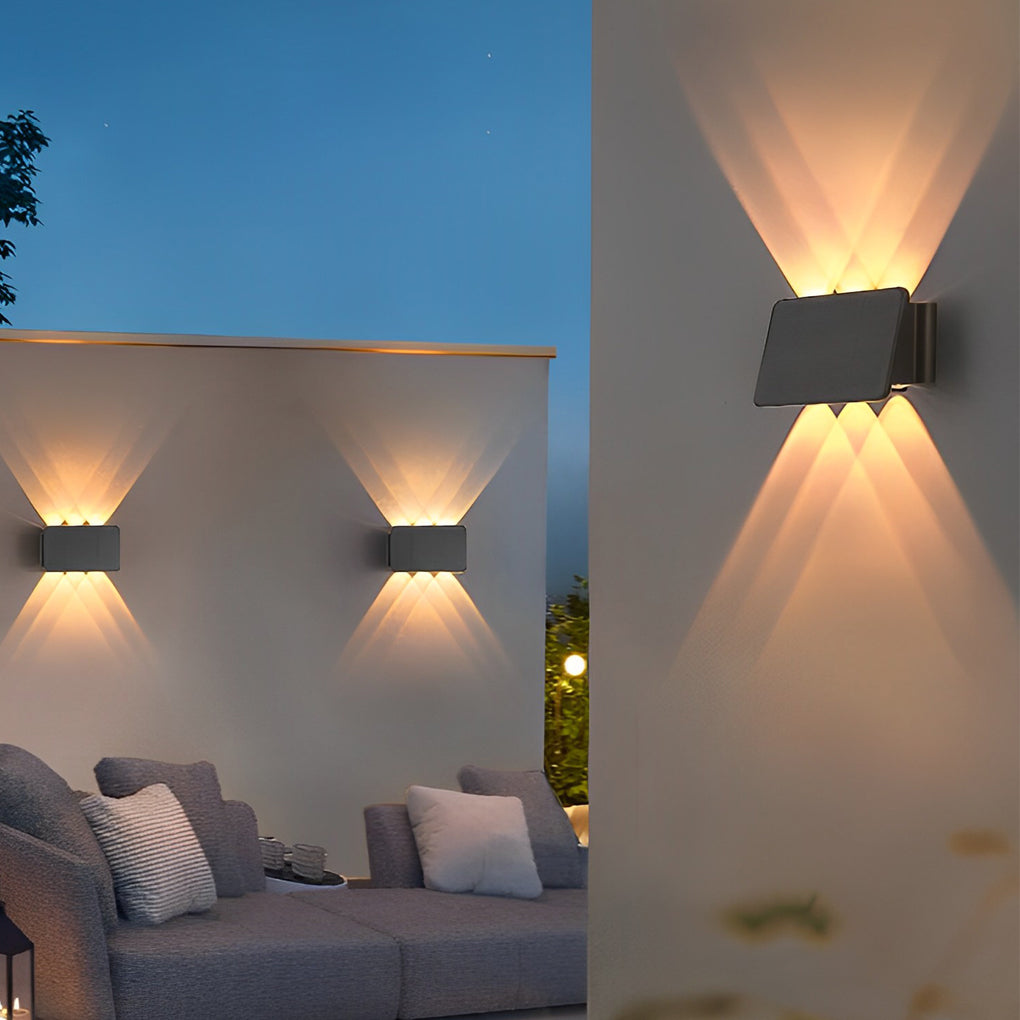 Solar Powered Outdoor LED Wall Sconce IP65 Waterproof Up and Down Lights for Garden and Balcony Decor