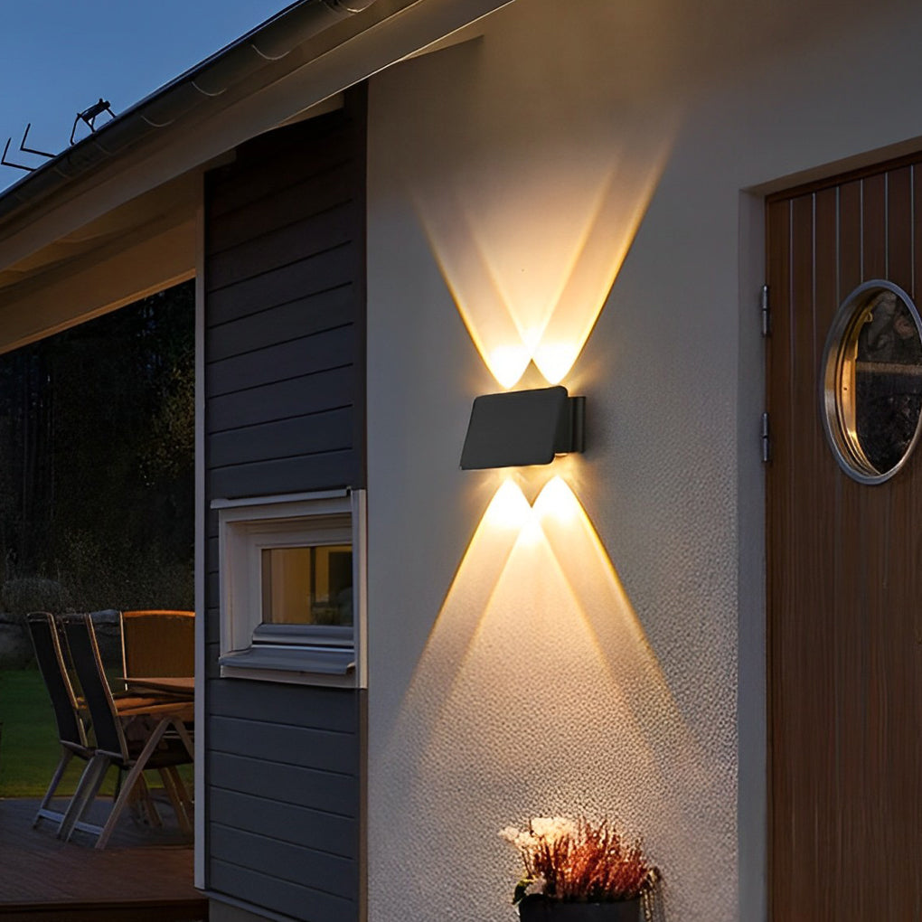 Solar Powered Outdoor LED Wall Sconce IP65 Waterproof Up and Down Lights for Garden and Balcony Decor