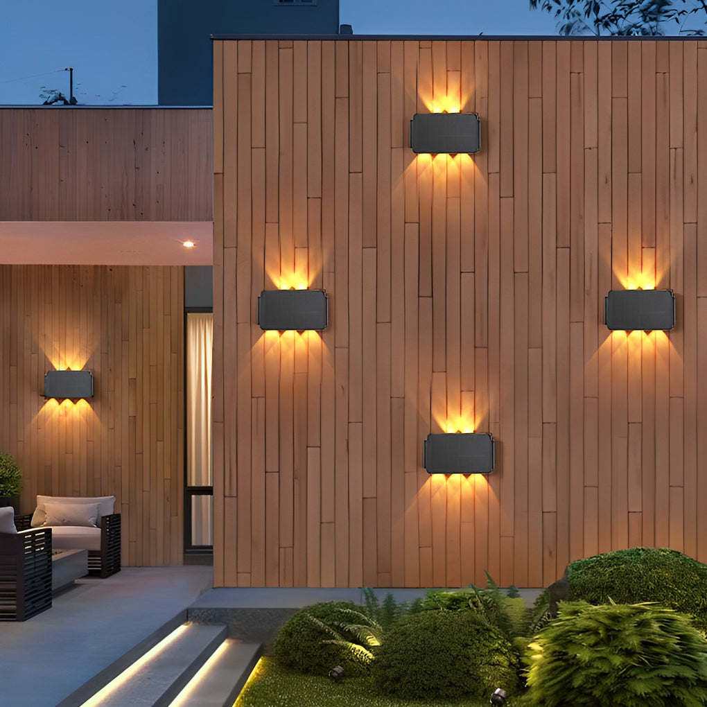 Solar Powered Outdoor LED Wall Sconce IP65 Waterproof Up and Down Lights for Garden and Balcony Decor