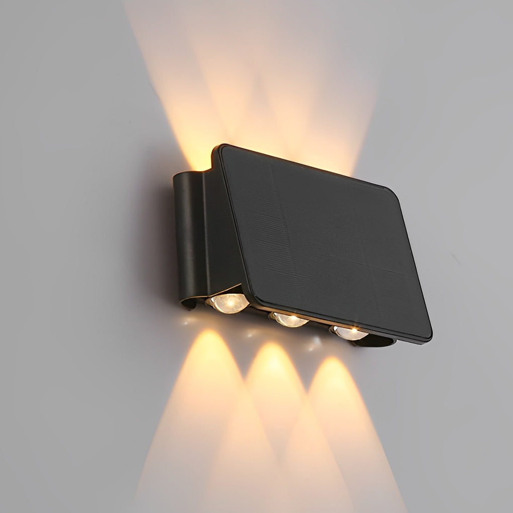 Solar Powered Outdoor LED Wall Sconce IP65 Waterproof Up and Down Lights for Garden and Balcony Decor