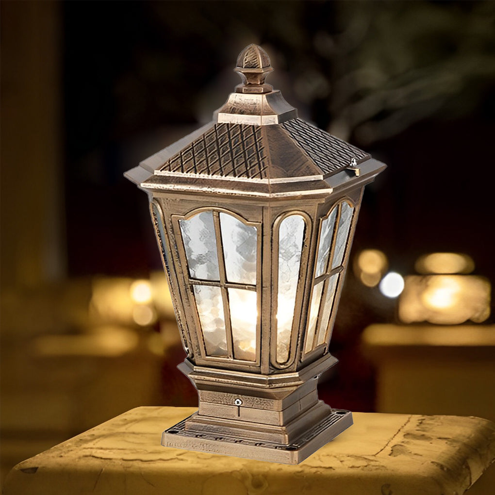 Solar Powered Outdoor Pillar Lights Waterproof Aluminum Fence Post Lantern for Garden Path and Yard