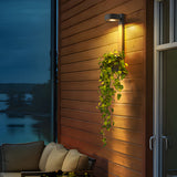 Solar Powered Outdoor Wall Sconce with Integrated Planter Black Stainless Steel LED Exterior Light