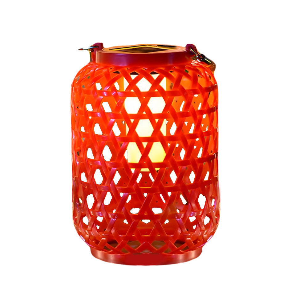 Solar Powered Rattan Garden Lantern Portable Outdoor Hanging LED Light for Patio and Porch