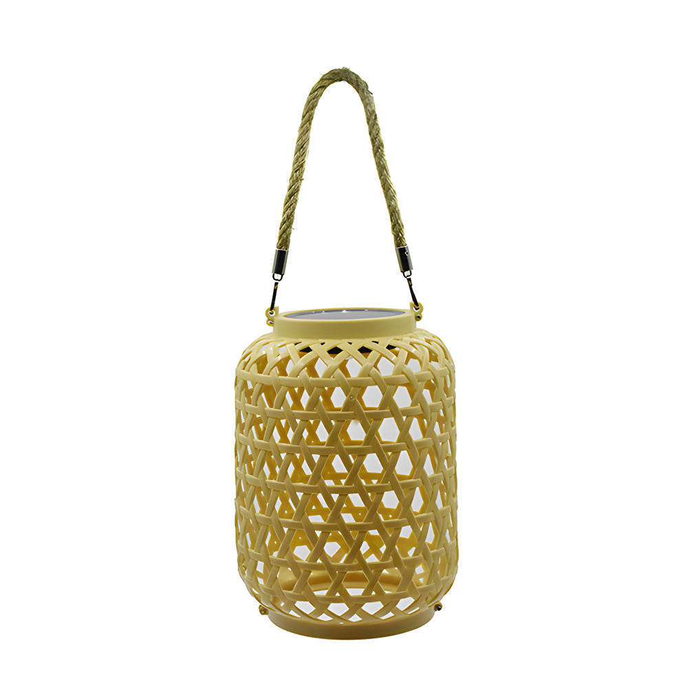 Solar Powered Rattan Garden Lantern Portable Outdoor Hanging LED Light for Patio and Porch