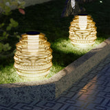 Solar Powered Rattan Outdoor Lantern Japanese Style Handwoven LED Garden Path Waterproof Light