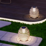 Solar Powered Rattan Outdoor Lantern Japanese Style Handwoven LED Garden Path Waterproof Light