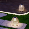 Solar Powered Rattan Outdoor Lantern Japanese Style Handwoven LED Garden Path Waterproof Light