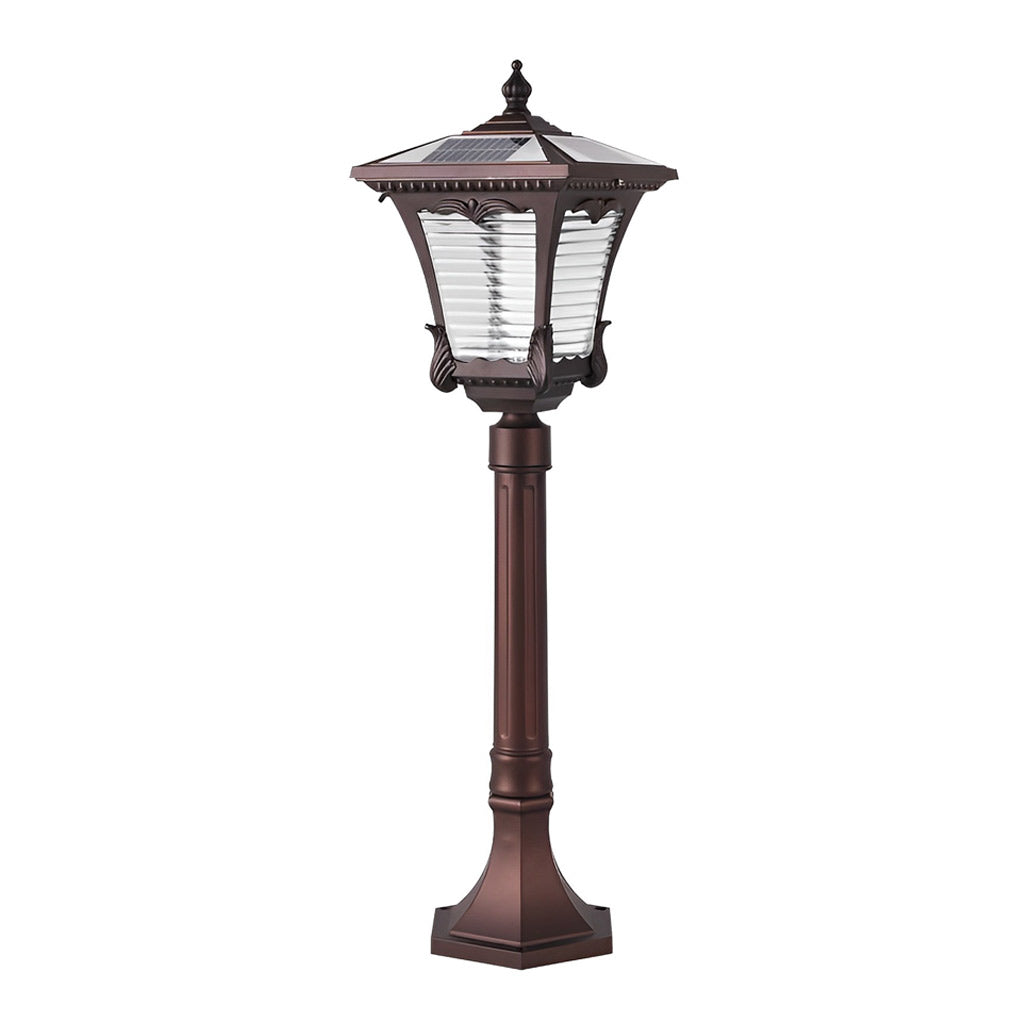 Solar Powered Retro Outdoor Pathway Light Waterproof Aluminum LED Garden Lawn Lamp