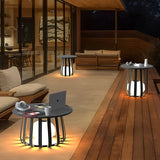 Solar Powered RGB Metal Coffee Table Lamp Waterproof Outdoor Floor Lantern for Garden and Patio