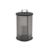 Solar Powered Ribbed Glass Cylinder Outdoor Lantern with Stainless Steel Handle