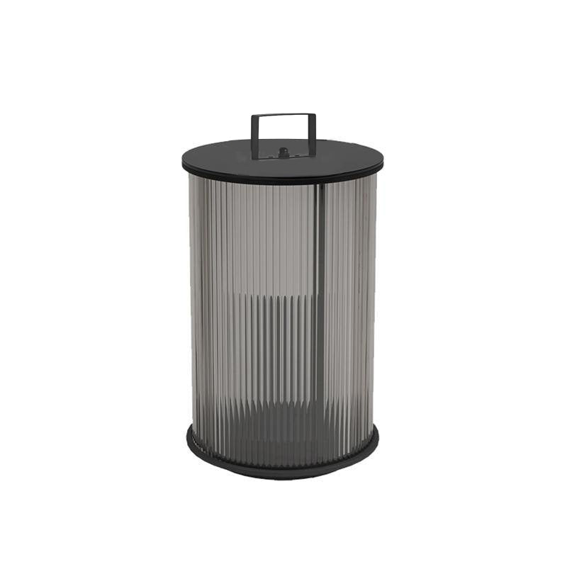 Solar Powered Ribbed Glass Cylinder Outdoor Lantern with Stainless Steel Handle