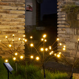 Solar Powered Swaying Firefly Garden Lights Waterproof Starburst Pathway Lighting 2 Pack Warm White