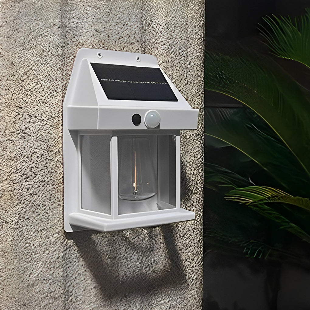 Solar Powered Tungsten Bulb Wall Lantern Outdoor Dusk to Dawn Motion Sensor Light for Garden and Porch