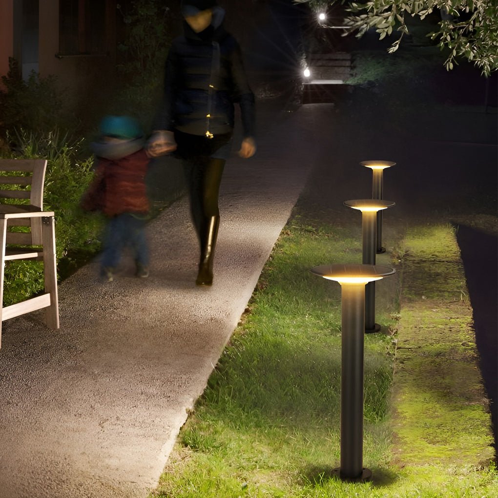 Solar Powered UFO Outdoor Path Lights Waterproof Aluminum Garden Post Lighting Fixture
