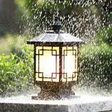 Solar Powered Waterproof LED Outdoor Post Cap Lights Retro Brown Aluminum Fence Pillar Lanterns