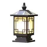 Solar Powered Waterproof LED Outdoor Post Cap Lights Retro Brown Aluminum Fence Pillar Lanterns