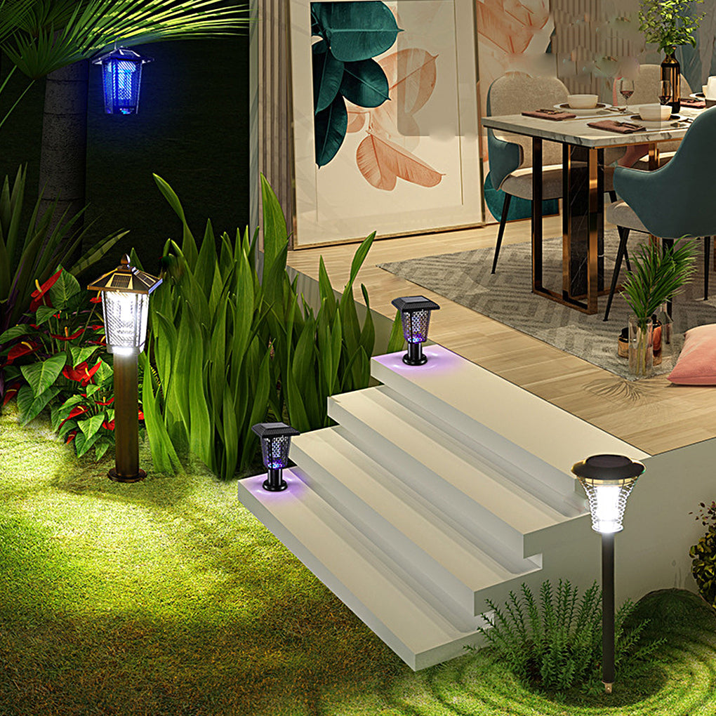 Solar Powered Waterproof Mosquito Killer Lamp for Outdoor Garden Stainless Steel LED Landscape Light