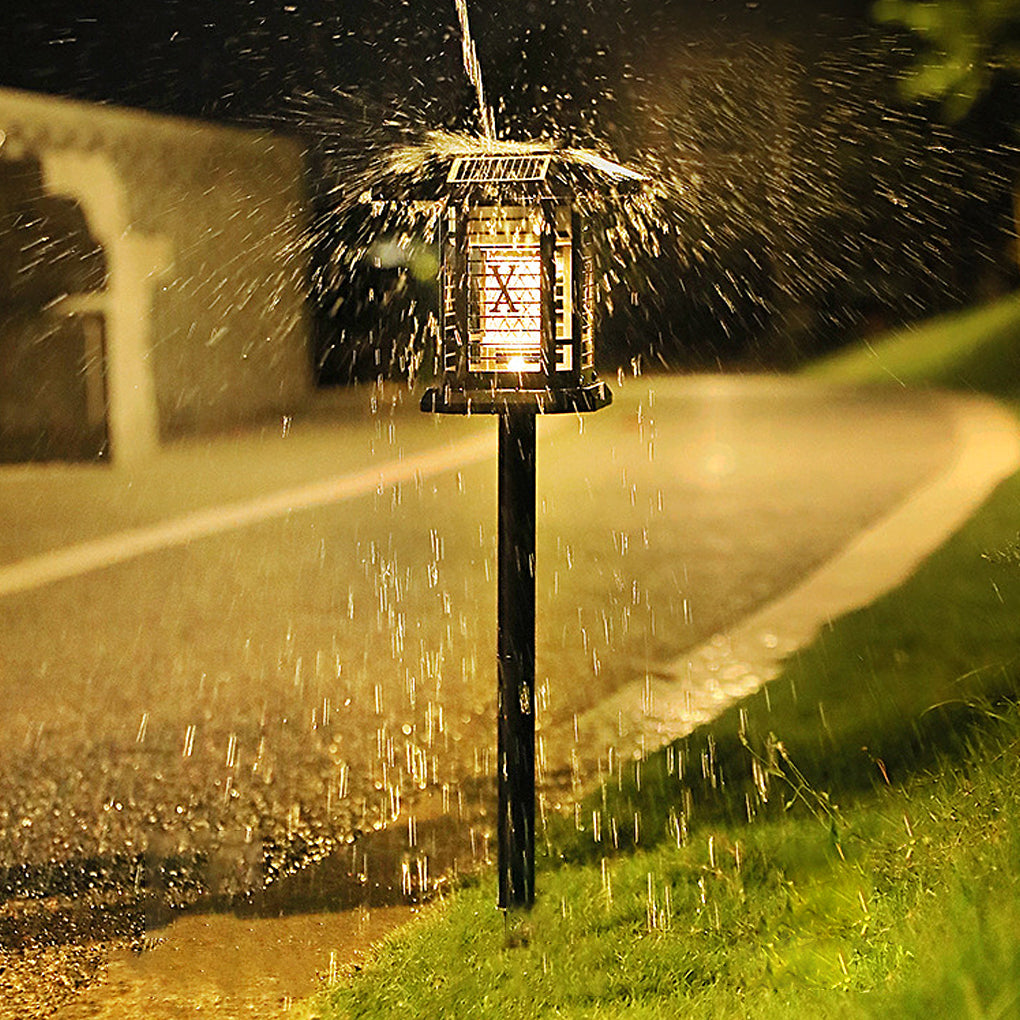 Solar Powered Waterproof Mosquito Killer Lamp for Outdoor Garden Stainless Steel LED Landscape Light