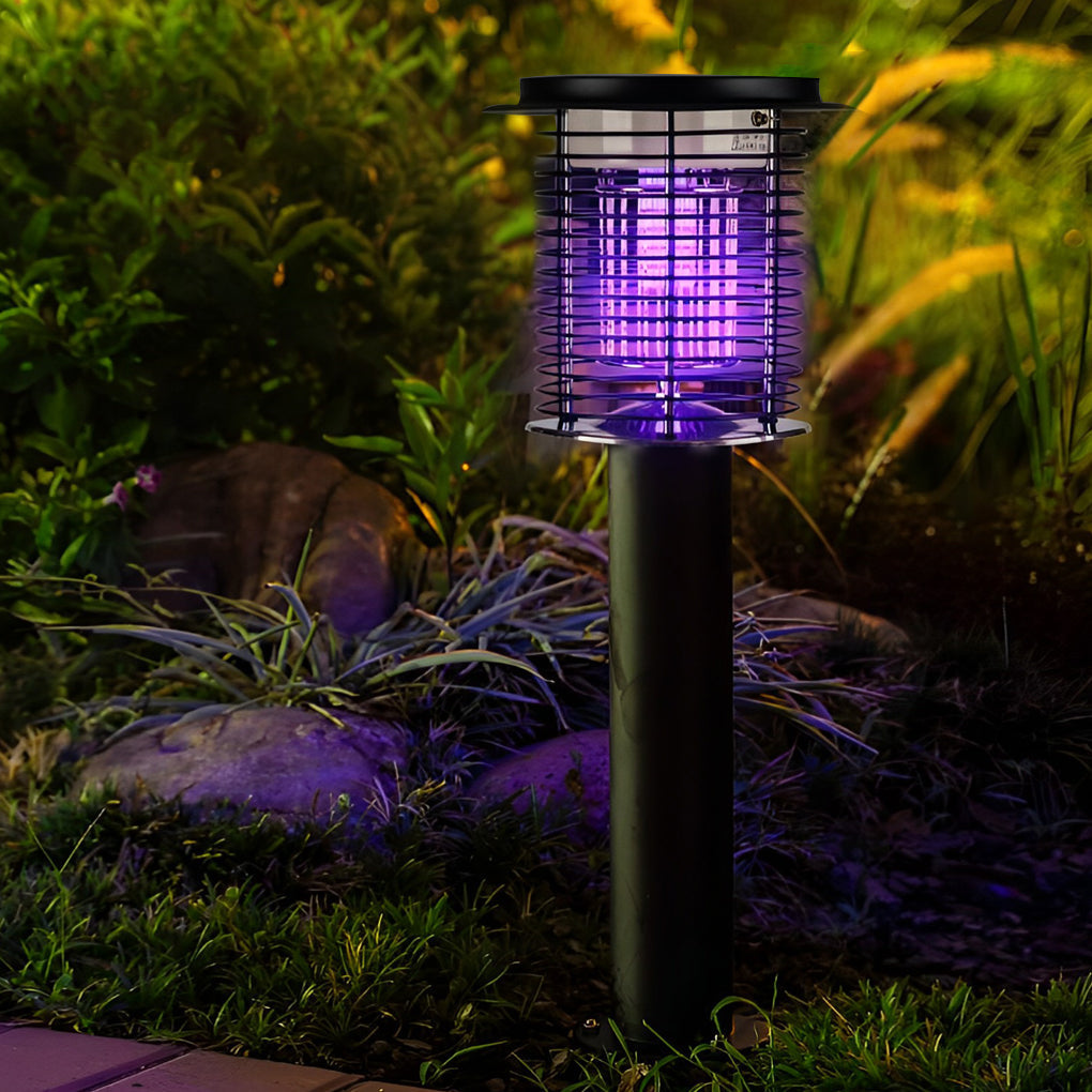 Solar Powered Waterproof Mosquito Killer Lamp Stainless Steel Bug Zapper with USB Charging for Outdoor Garden