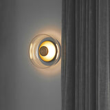 Solara Minimalist Circular LED Wall Sconce with Glass Shade for Bedroom and Hallway