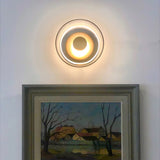 Solara Minimalist Circular LED Wall Sconce with Glass Shade for Bedroom and Hallway