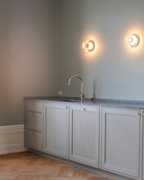 Solara Minimalist Circular LED Wall Sconce with Glass Shade for Bedroom and Hallway