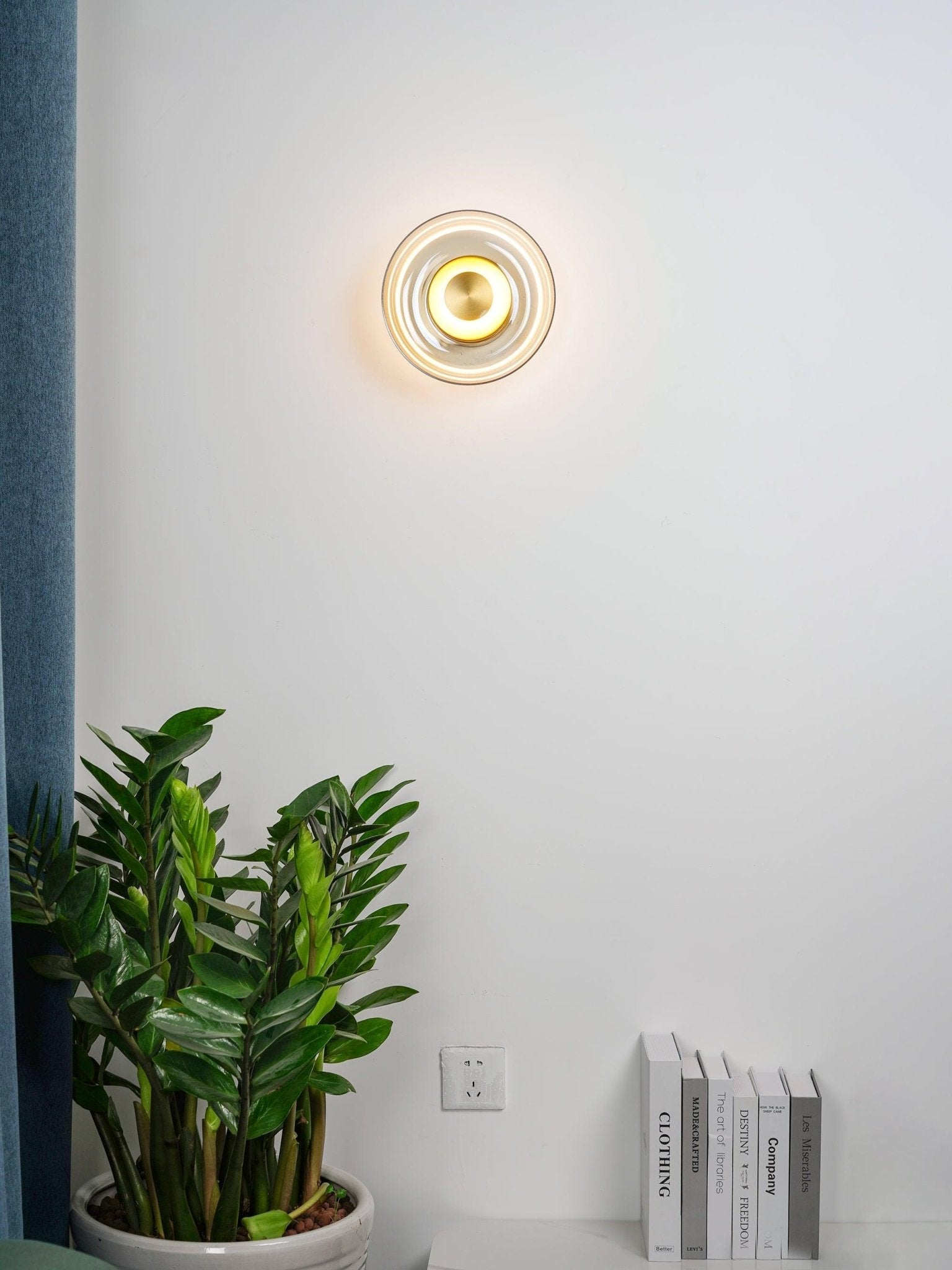Solara Minimalist Circular LED Wall Sconce with Glass Shade for Bedroom and Hallway