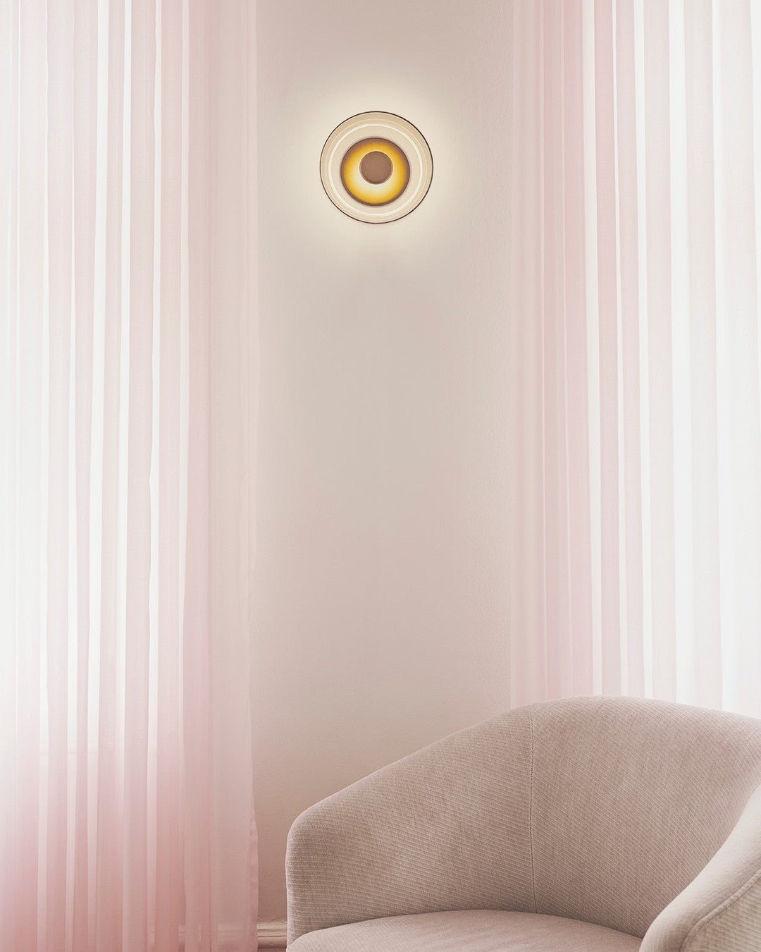 Solara Minimalist Circular LED Wall Sconce with Glass Shade for Bedroom and Hallway