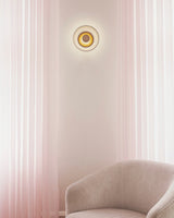 Solara Minimalist Circular LED Wall Sconce with Glass Shade for Bedroom and Hallway