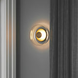 Solara Minimalist Circular LED Wall Sconce with Glass Shade for Bedroom and Hallway